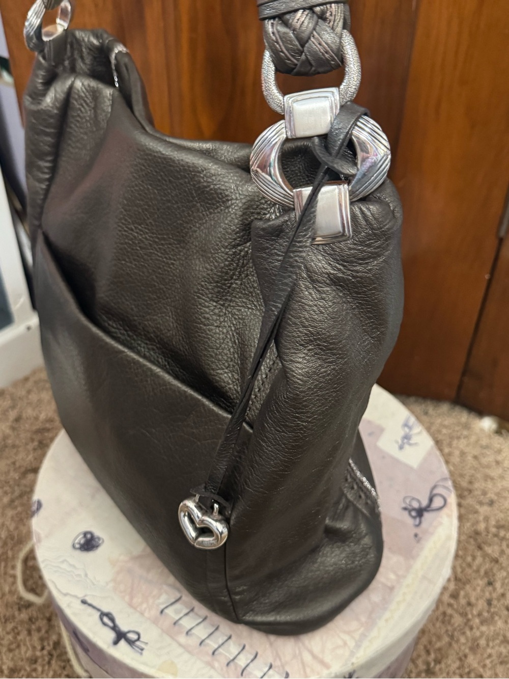 Brighton Purse & Wallet Set Y2K Slouchy Bag Leather with Sequin Medallion - Picture 6 of 16